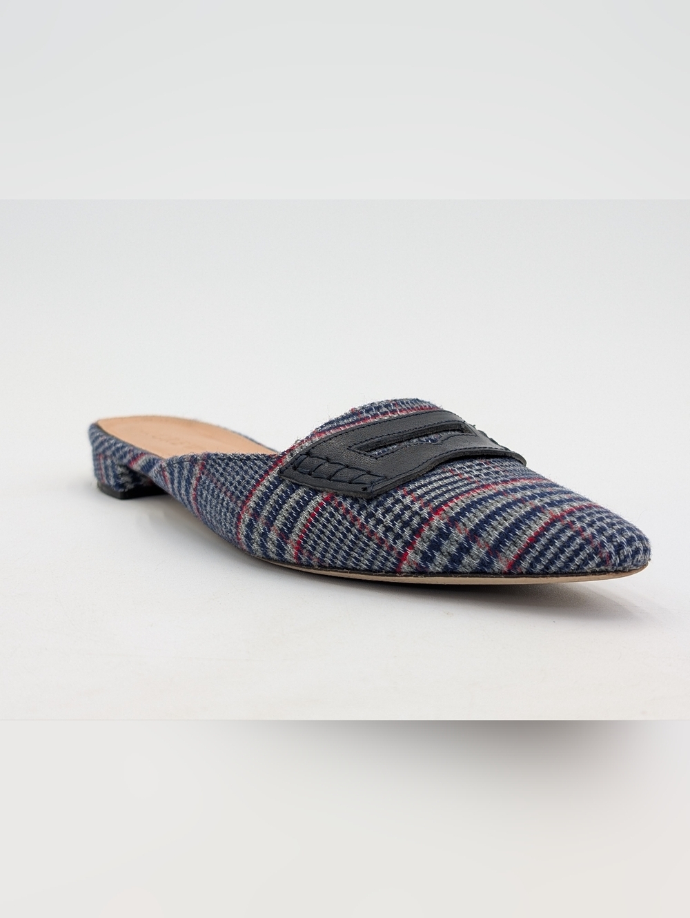 J.CREW Tweed Plaid Penny Loafer Women Sz 5 Blue|Red|White Elongated Pointed Toe - Picture 4 of 17